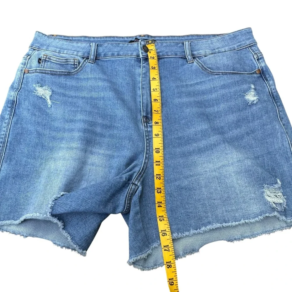 Judy Blue Denim Shorts Bundle of 2 Light & Medium Wash Distressed Raw Hem 3X